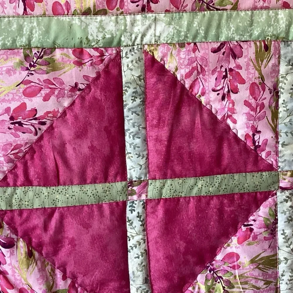 Elegant Pink and Green Patchwork Quilt